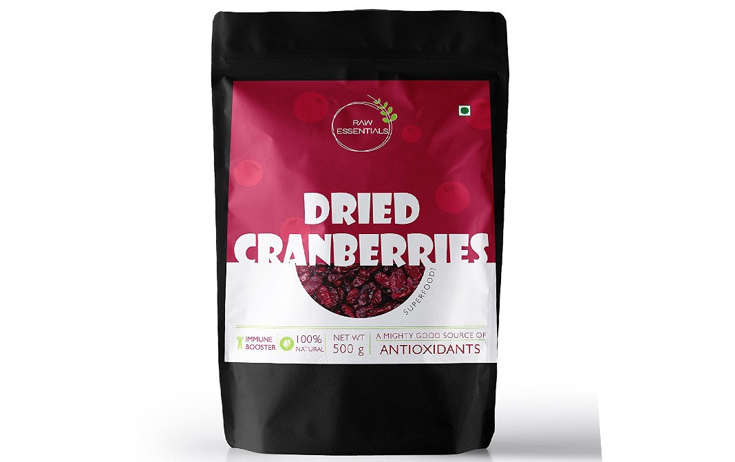 Raw Essentials Dried Cranberries    Pack  500 grams
